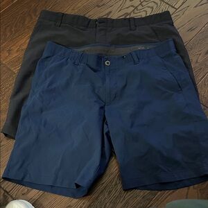 2 pair Under Armour Men's Black and Navy Flat Front Shorts